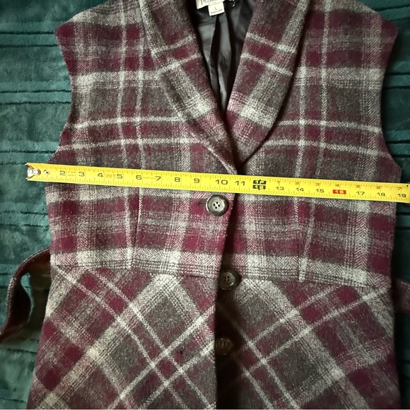 Vtg pendleton virgin and lamp wool plaid belted vest size L made in USA - Picture 12 of 15